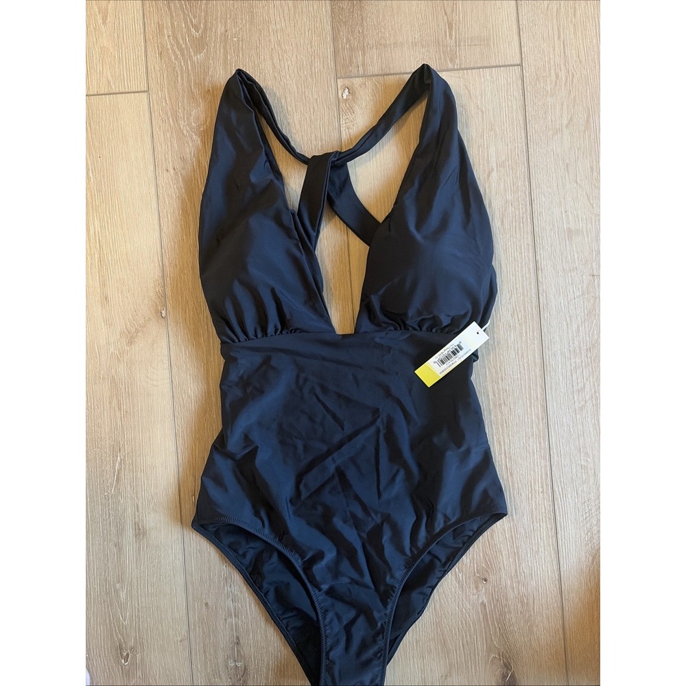 Summersalt Swimsuit Size 12 Black Plunge Nero Low X-back One Piece NEW L